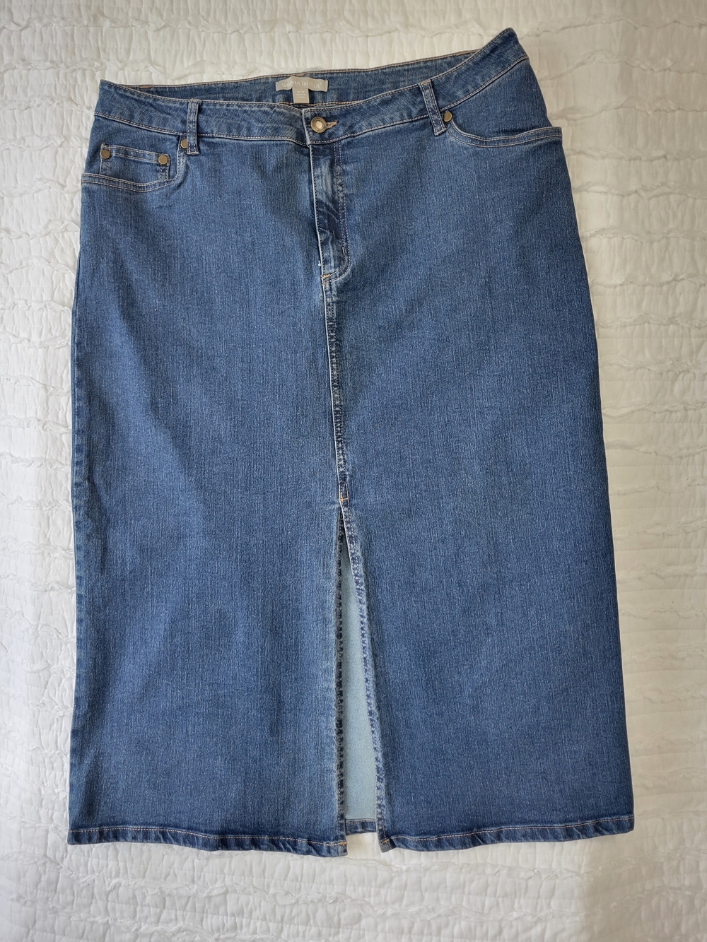 Woman Within Blue Denim Midi Skirt